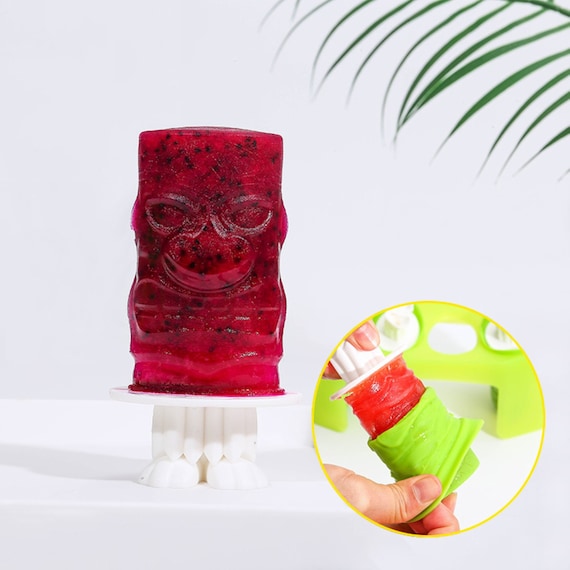 Tovolo Tikis Silicone Popsicle Molds Set with Base, Set of 4 