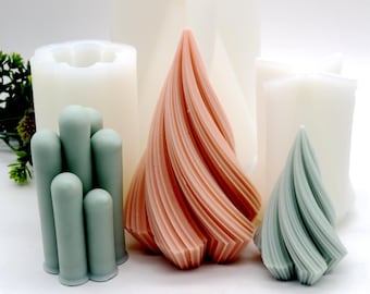 Cone Silicone Candle Mold: Spiral & Geometric Candle, Soap, Plaster Resin Decoration Making 3 Styles