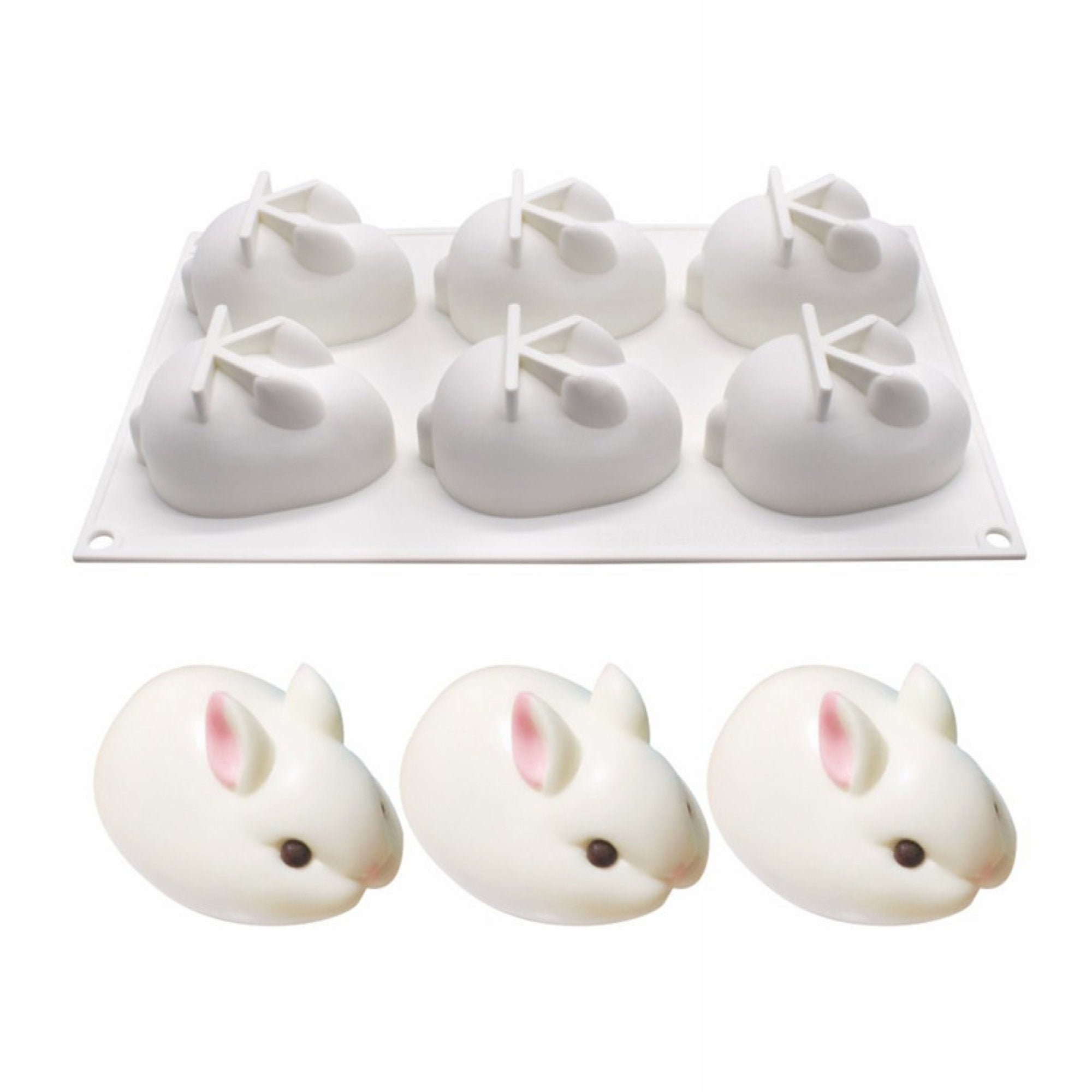 6 Cavities 3D Bunny Molds Silicone Ice Cube Tray Ice Cream Etsy