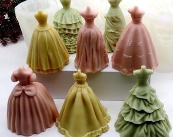 Bridal Gown Silicone Molds: Wedding Dress Candle Soap Resin Decoration Making