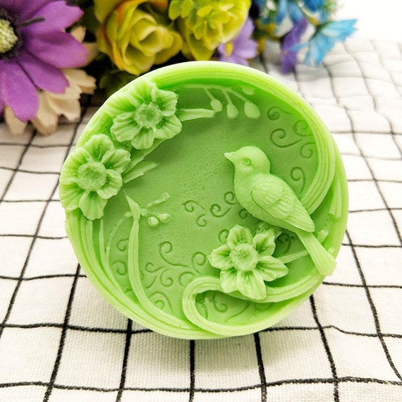 Lovely Round Soap Mold Silicone Magpie Soap Bar Mold Handmade