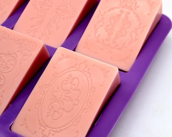 Molde de silicone com padrão de relevo para sabonete: ferramenta retangular para fazer barra de loção