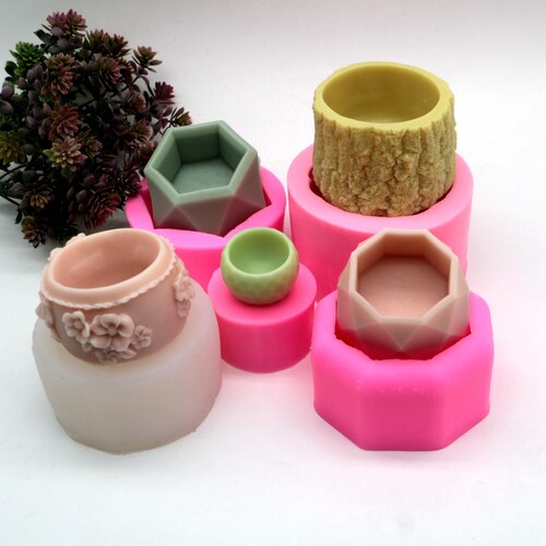 Silicone Flowerpot Molds: Epoxy Resin Making Tree Stump, Vase, Penholder - 5 Styles