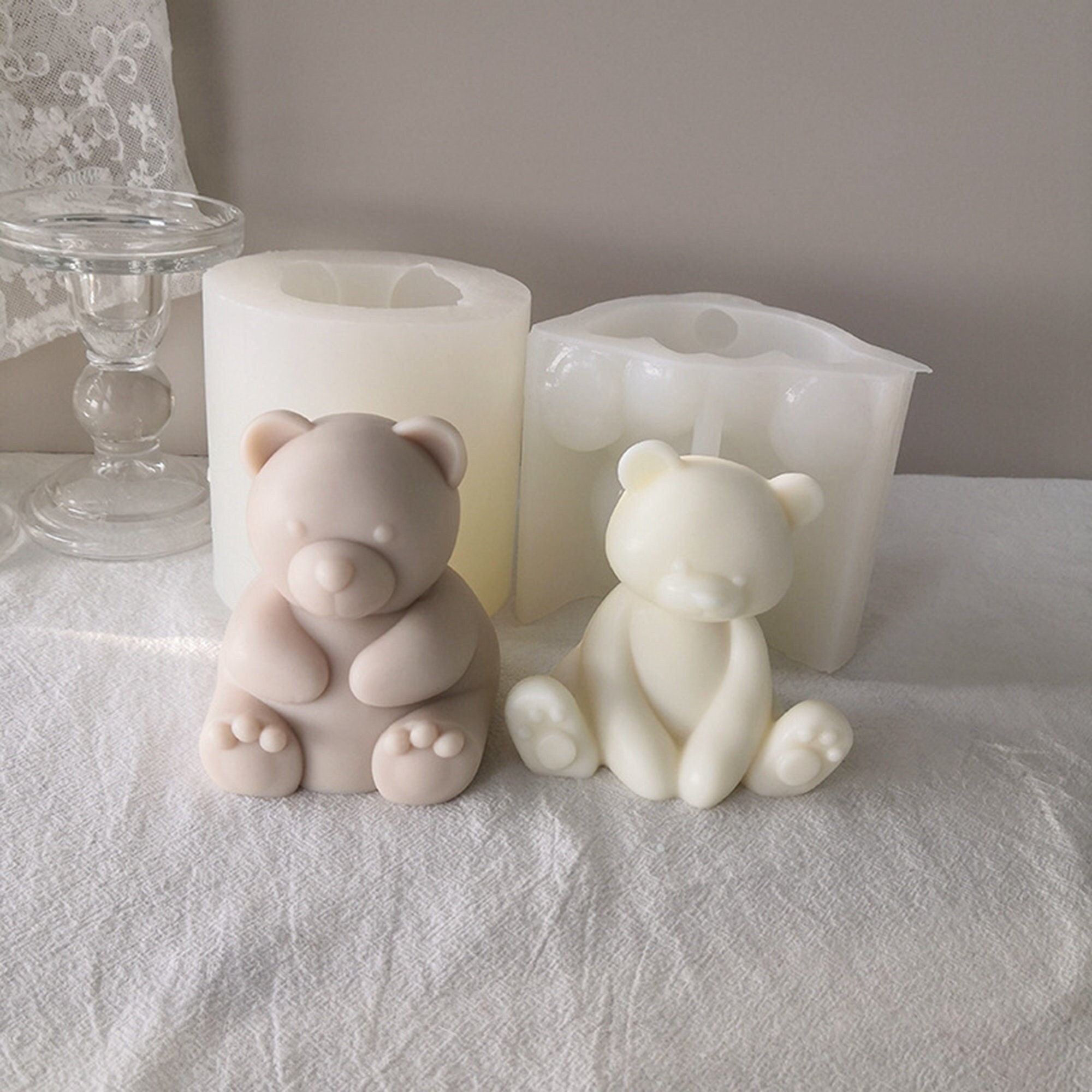 Precioso molde de oso de silicona para velas aromáticas hechas a mano,  herramienta para hacer adornos, 2 estilos -  México