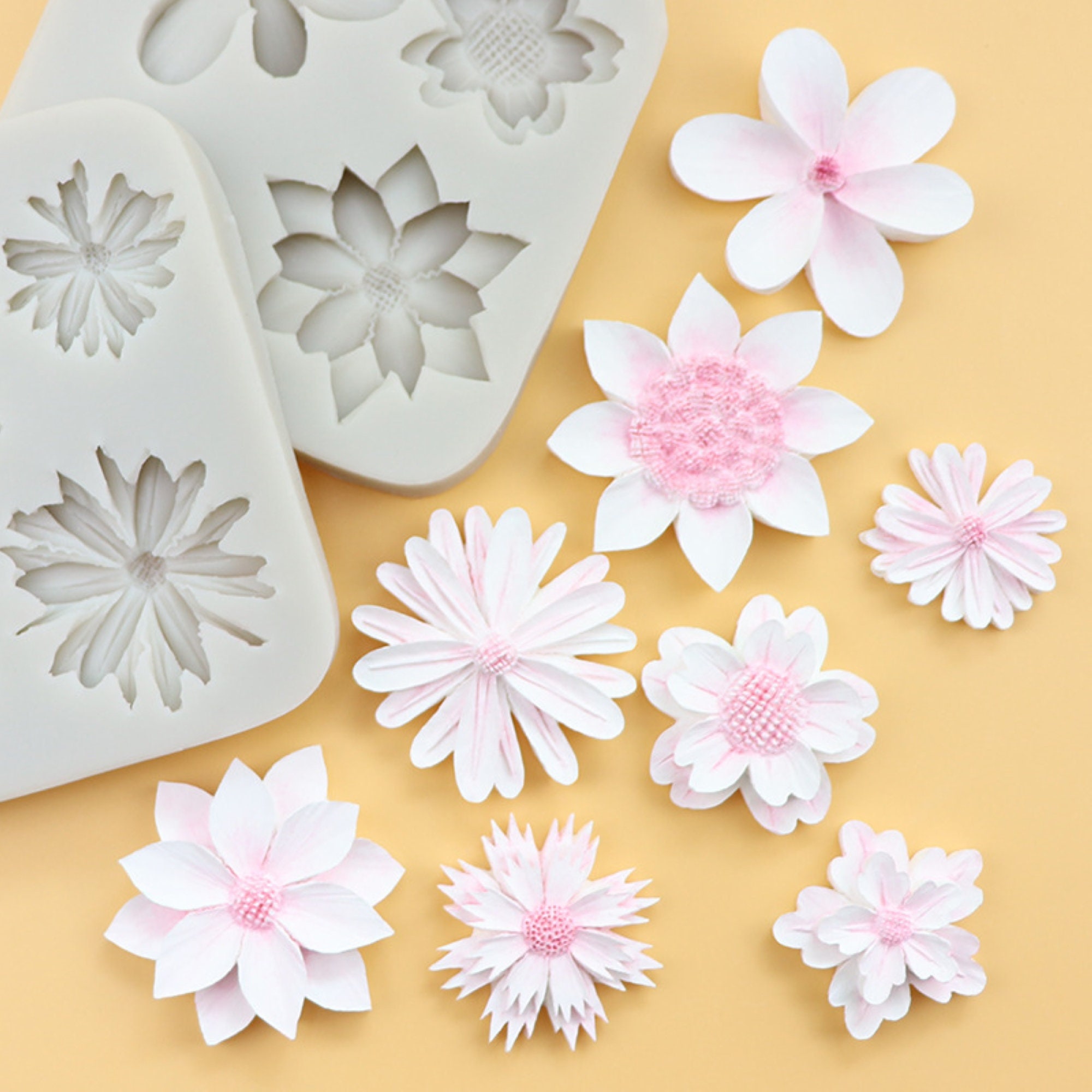 Mini Flower Silicone Cake Fondant Resin Molds Roses Flower Mold Daisy Flower  Molds Small Flower Molds Jewelry Art Tools JEF