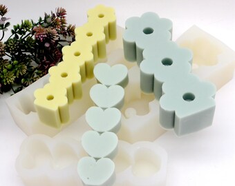 Silicone Soap Mold: Flowers & Hearts, Lotion Bar Making