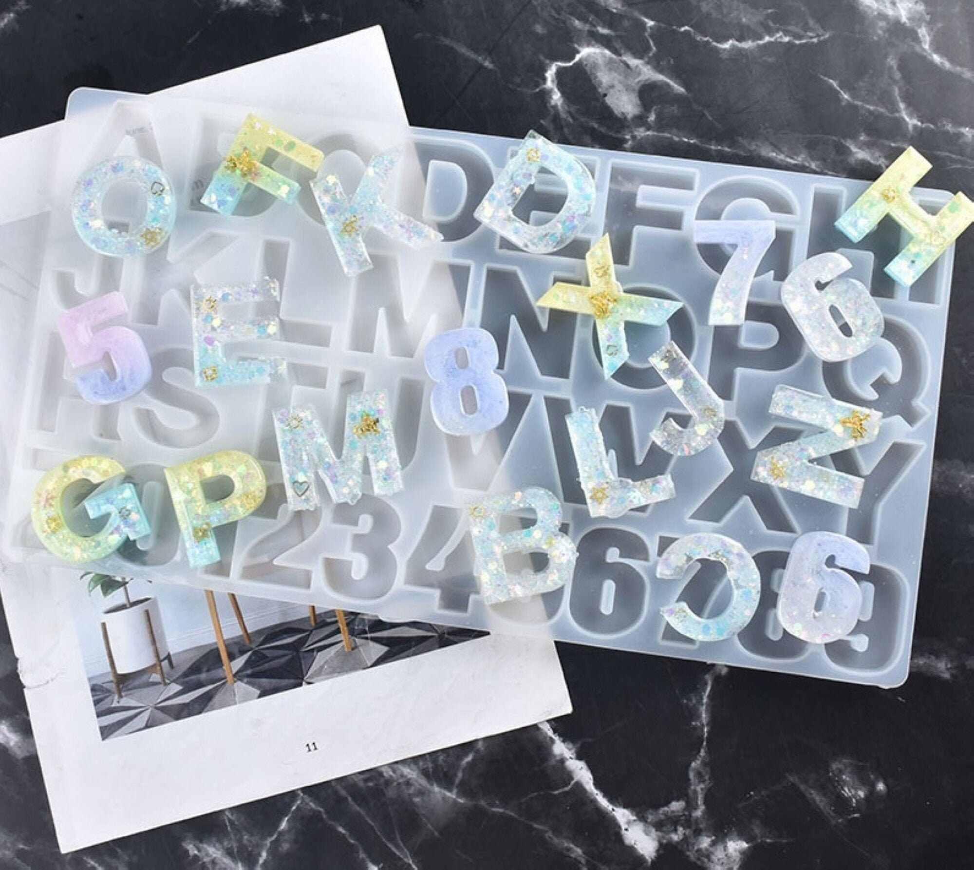  Silicone Alphabet Resin molds, Digital Alphabet