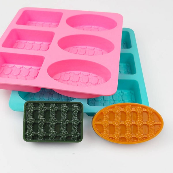 Silicone Soap Bar Mold of 6 Cavities Handmade Rectangle Oval Lotion Bar Soap Making Tool DIY