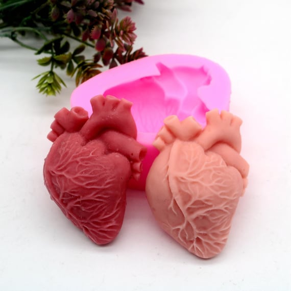 DSLONG 4 Stampi In Silicone A Forma Di Cuore Con Rosa - Per Torte, Cioccolato, Resina E Sapone - 6