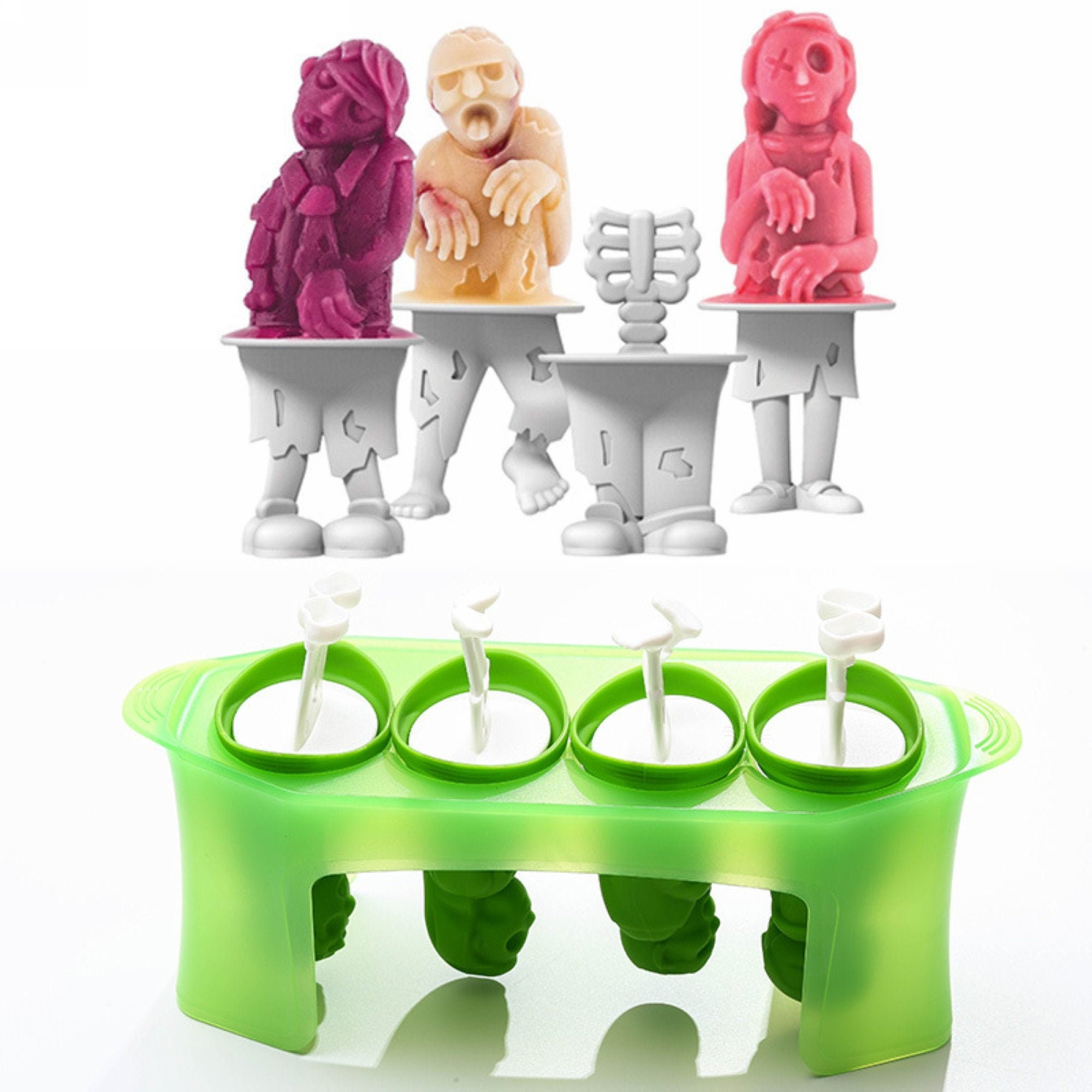 Silicone Popsicle Molds Zombie POP Molds for Ice Cream Molds Funny Ice Cube  Tray With Lids Sticks Halloween 