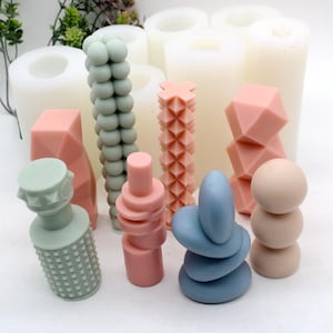 Stampo per candele geometriche Stampo in silicone Strumento per realizzare candele artistiche profumate 8 stili
