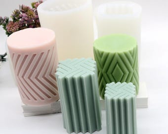 Silicone Gear & Stripe Pillar Candle Mold Mould : DIY Candle Making