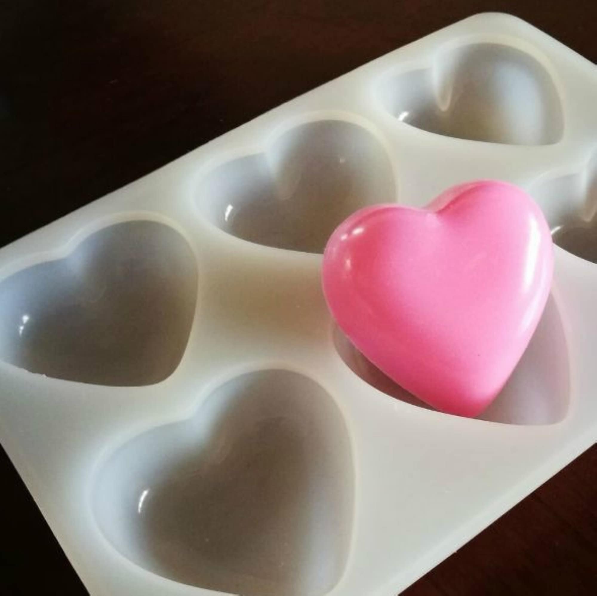 SJ Heart Silicone Molds, 6 Cavity 4 Ounce Bar Heart Mold for Soap, Resin,  Candle and Muffin, Pack of 1