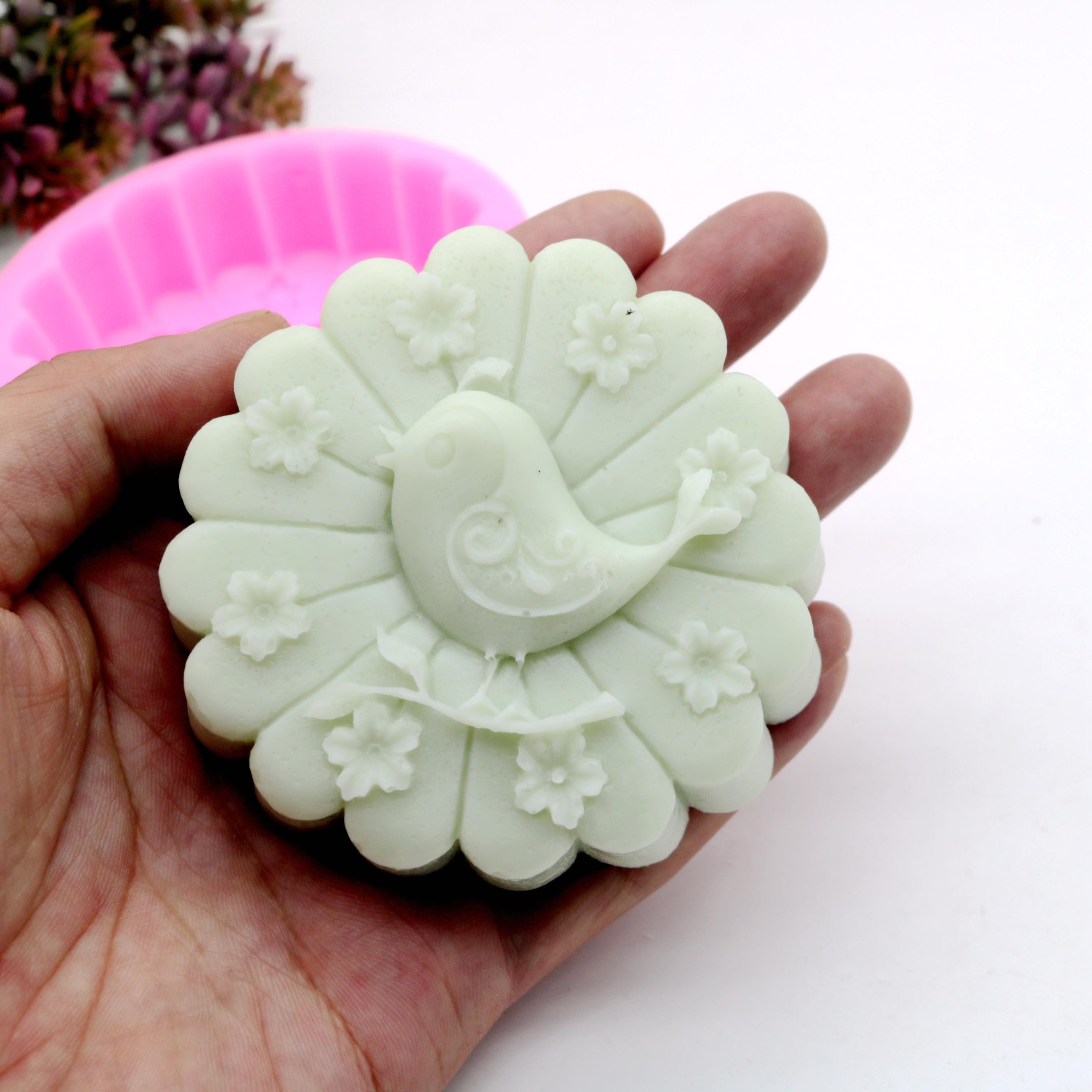 GRAINRAIN Stampo In Silicone Per Sapone Artigianale A Forma Di Uccellino: Stampi Fai Da Te Per Sapone, Resina, Candele, 7.5x7.5 Cm