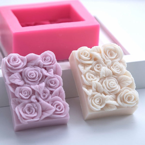 Homemade Soap Molds SiliconeHandmade Scented Candles Lotion Bar Moulds DIY Square Rose