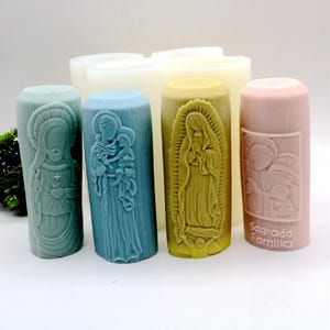 Embossed Jesus Candle Mold Silicone: Large Pillar, Church Christmas Candle DIY