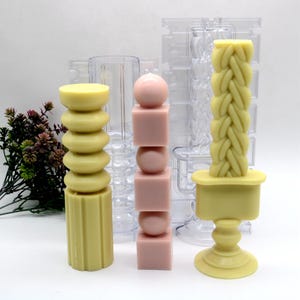 Molde para velas de pilar: herramienta de plástico para hacer velas, 4 estilos