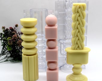Molde para velas de pilar: herramienta de plástico para hacer velas, 4 estilos