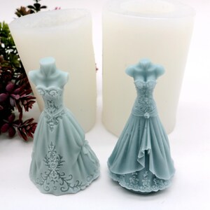 3D Wedding Dress Silicone Mold: Chocolate, Candy, Cake Topper, Candle, Plaster DIY Tool