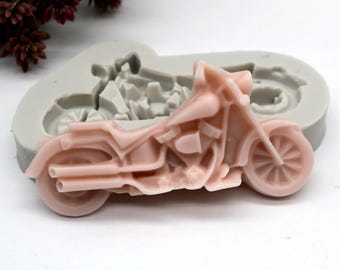 Motorcycle Silicone Mold: Chocolate Fondant, Resin, Clay Keychain, Ornament Making