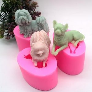 3D Puppy Silicone Mold: Pomeranian, Chihuahua, Xi Shi - Cake Topper, Candle, Plaster