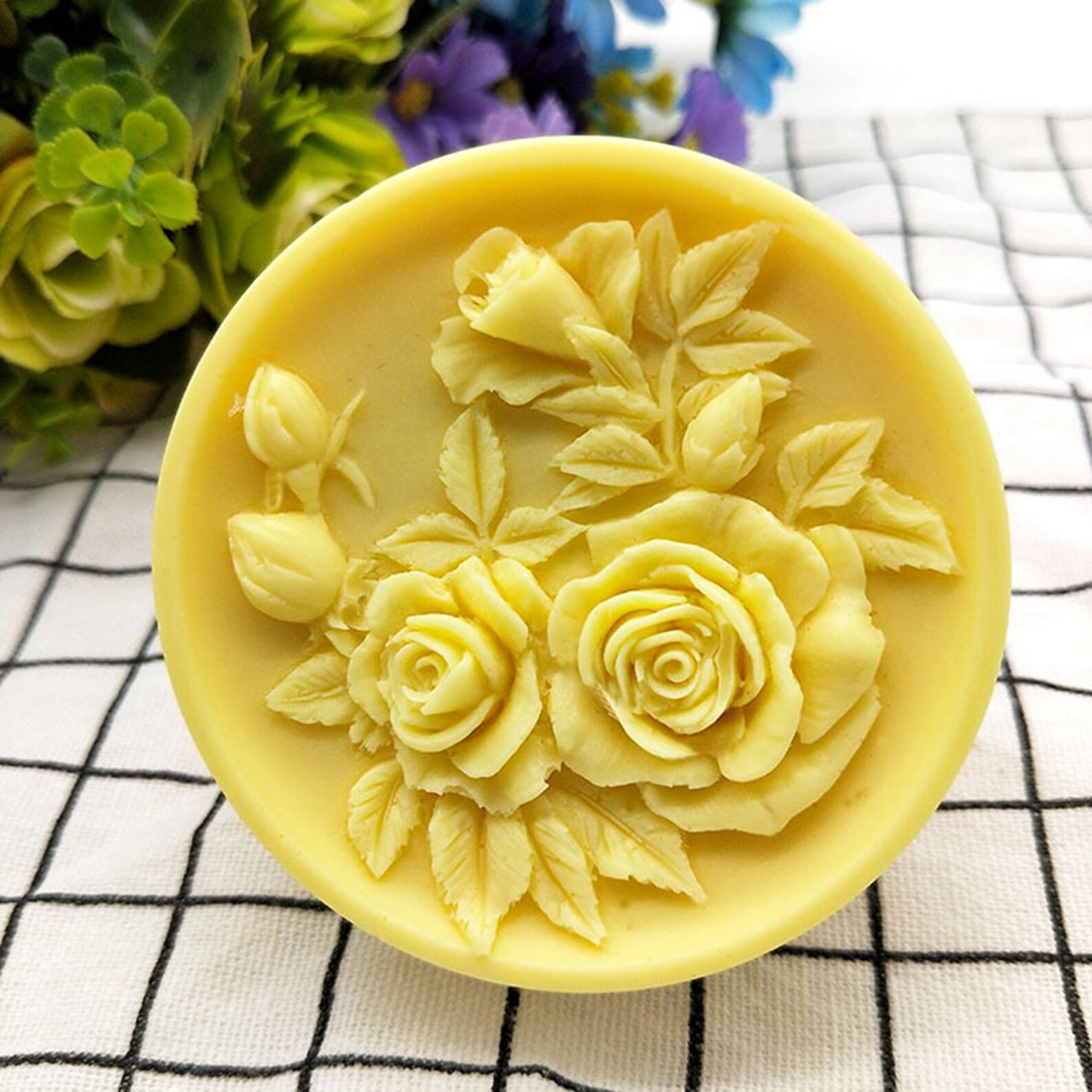 Silicone Rose Soap Mold Round Flowers Lotion Bar Mould Etsy