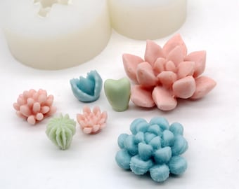 Succulents Silicone Mold: Chocolate, Candy, Cake Topper, Candle, Resin Ornaments Making (8 Style)