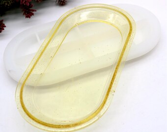 Siliconen elliptische plaatvorm Epoxyharsplaat Schotel Opbergvak Desktop Decoratie Making Tool