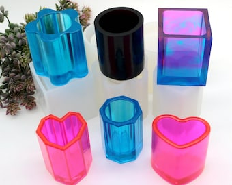 FineInno Penhouder Hars Mallen Pen holder Silicone Mold Bloempot Epoxy Gietvorm Hand Siliconen Mal voor Kandelaar Sieraden Doos Snoep Container