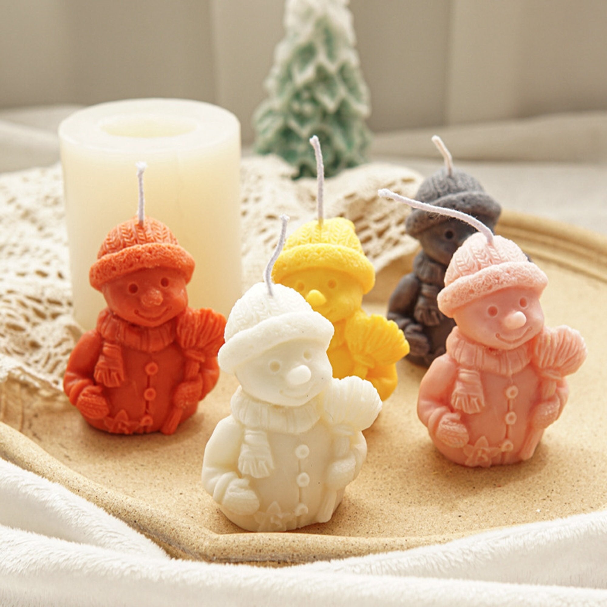 3d Christmas Snowman Christmas Tree Silicone Candle Mold Diy Gypsum Soap  Resin Ice Mould Candle Making Tool Christmas Decor Gift