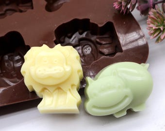 Molde de silicone para urso hipopótamo e leão: doces, chocolate, geleia, cubo de gelo, ferramenta para fazer sabão