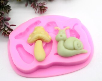Silicone Mushroom Snail Molds Fondant Chocolate Gum Paste Cake Decoration Making Tool