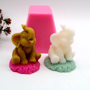 3D Silicone Elephant Mold For Candle Plaster Polymer Clay  Scneted Candles Mousse Cake Chocolate  DIY