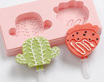 2 Pieces Cakesicle Molds Silicone Popsicle Mold 4 Cavities Cake Pop Mold  Ice Cream Mold With 50 Wooden Sticks Ice Pop Molds 