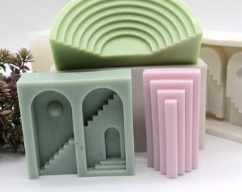 Silicone Geometric Candle Mould Scented Candles Soap Resin Ornaments Making Tool 3 Styles