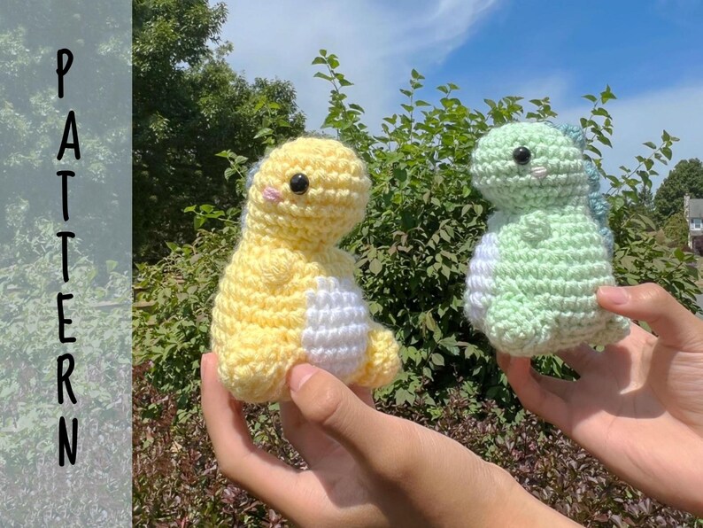 PATTERN: Crochet MINI Chubby Dino Plushie Pattern image 1