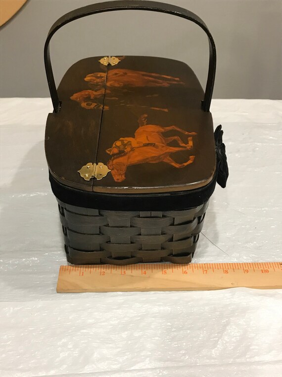 Equestrian decor handmade career food basket with… - image 7