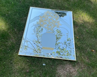Vintage Floral Eched Square mirror