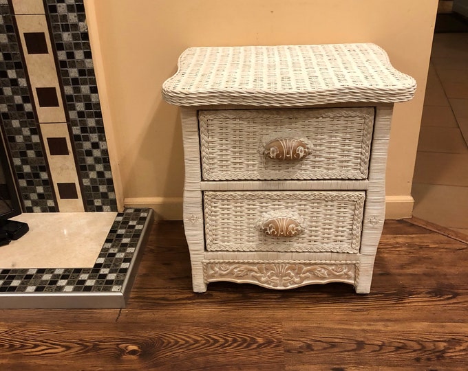Vintage Wicker Rattan Nightstand, Made by Pier One Belongs to Jamaica