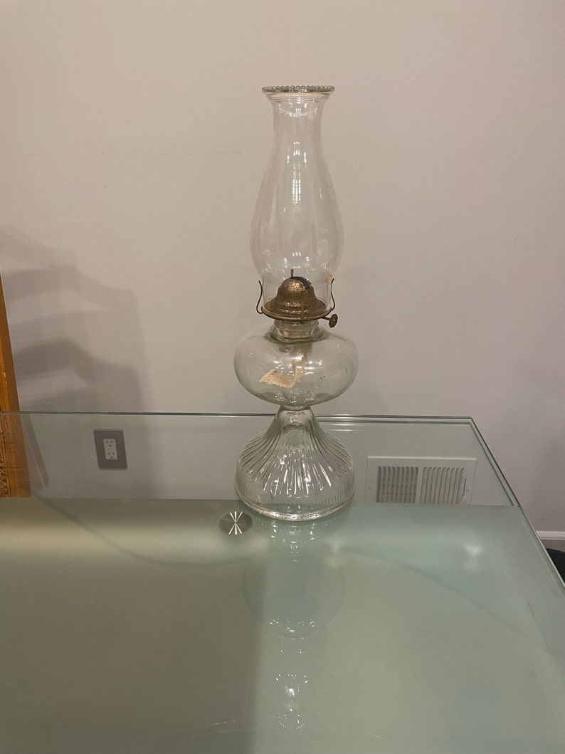 Vintage Glass Kerosene / Oil Lamp Etsy