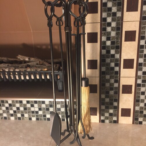 Wrought Iron Handmade Twist Fireplace Tool Set Four Tools Etsy