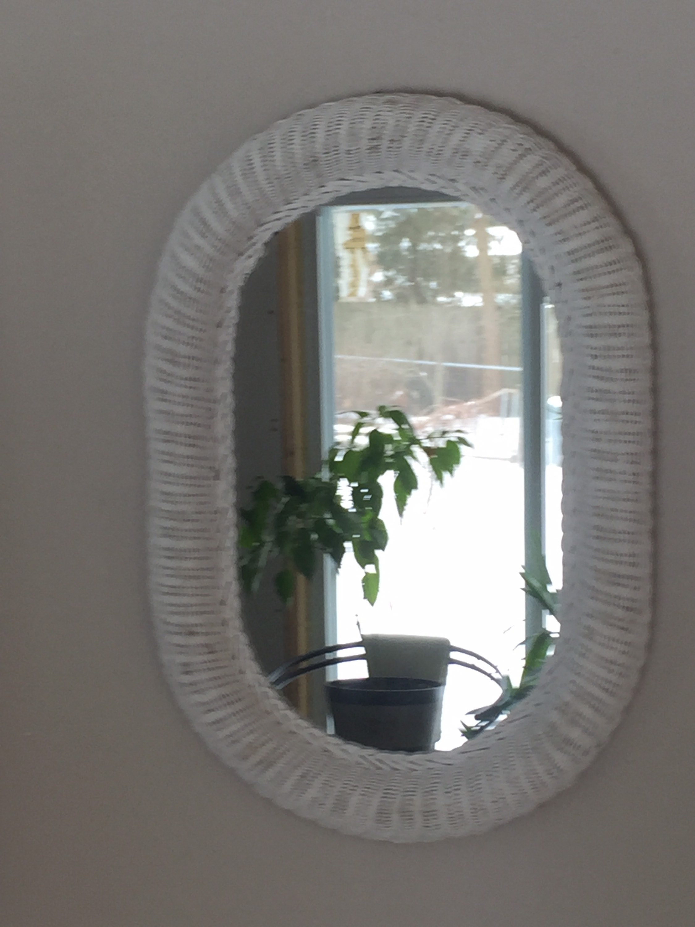 Rattan Mirror Vintage White Wicker Rattan Frame Oval. 60s Etsy Singapore