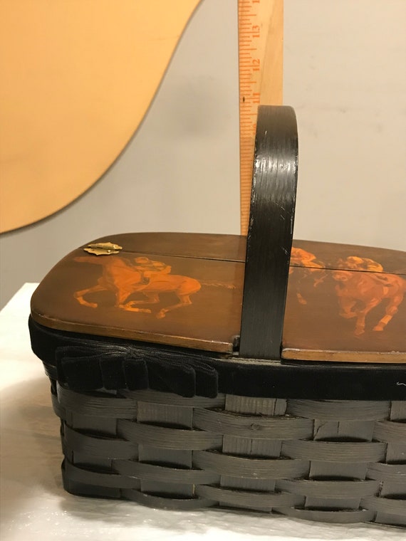 Equestrian decor handmade career food basket with… - image 2