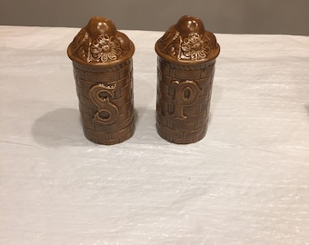 Vintage salt- och pepparkar i keramik, handgjord köksinredning, 1970-talet