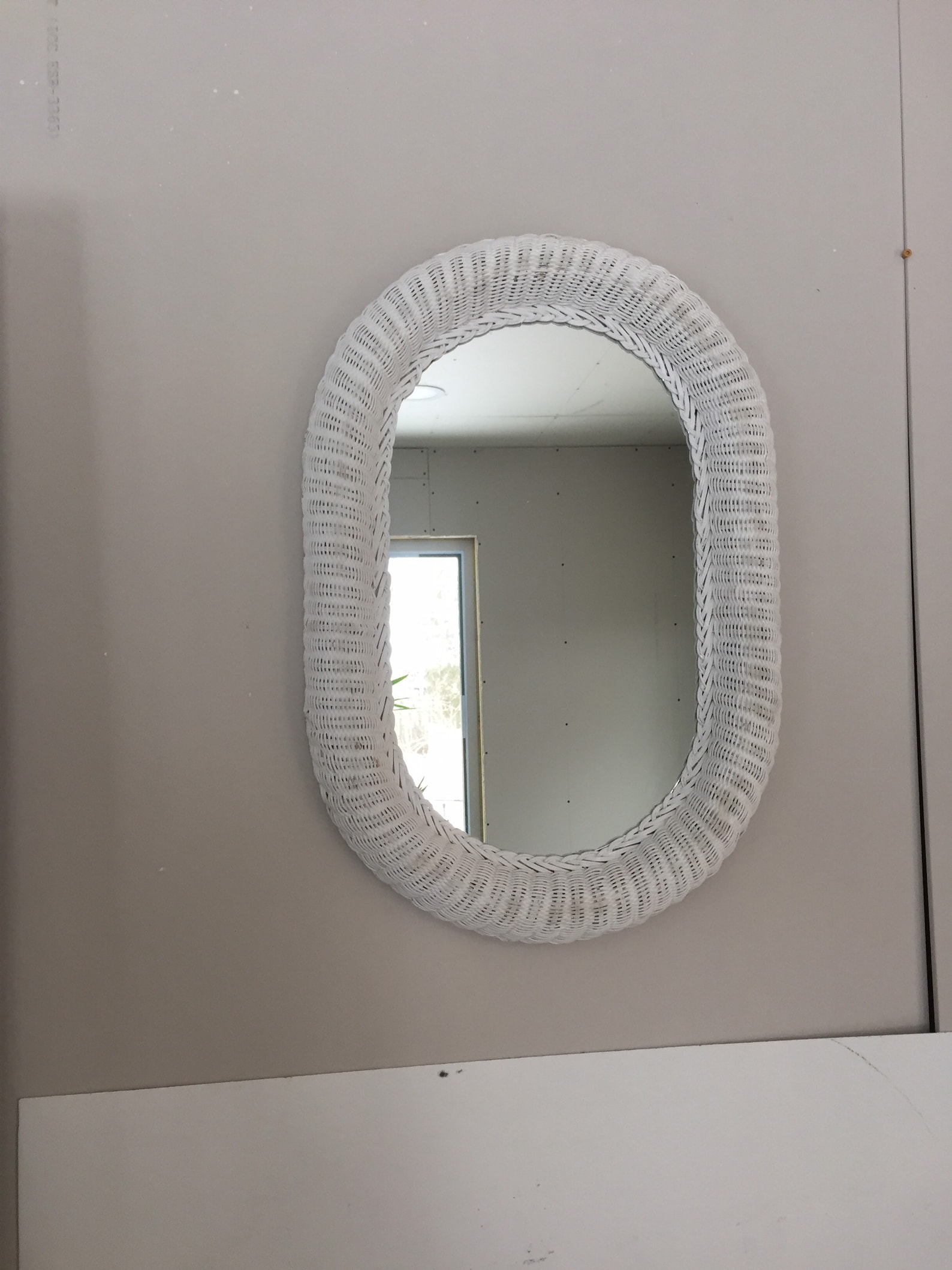 Rattan Mirror Vintage White Wicker Rattan Frame Oval. 60s Etsy Singapore