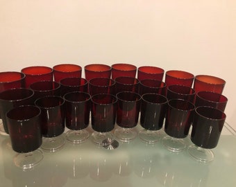 ヴィンテージ ルビーレッドワイングラス 5 個セット - Etsy 日本