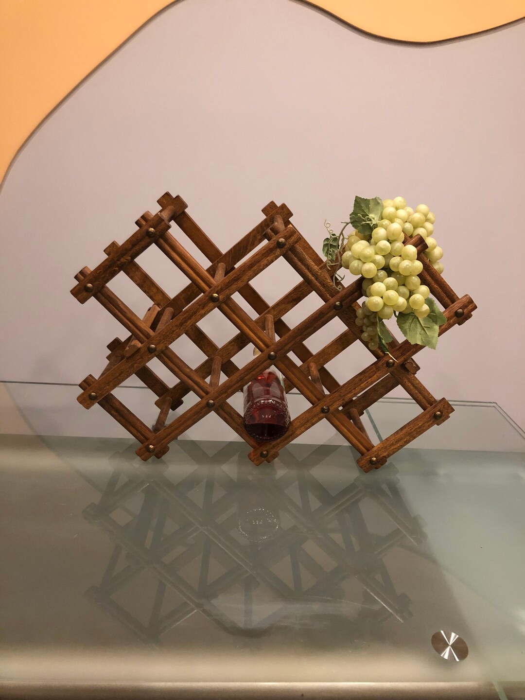 Vintage Solid Wood Vine Rack , Holder - Holds 10 Bottles - Etsy