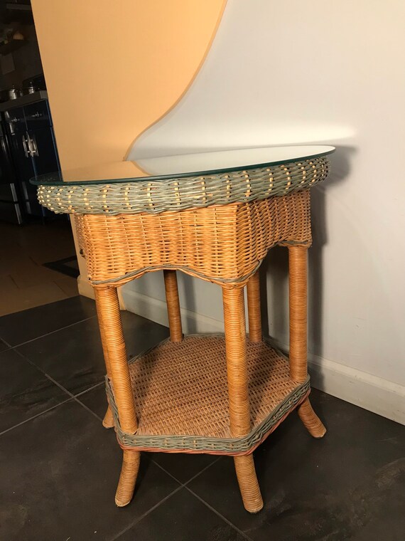 Vintage Rattan Round Coffee Table/ Wicker Round Coffee Table Etsy