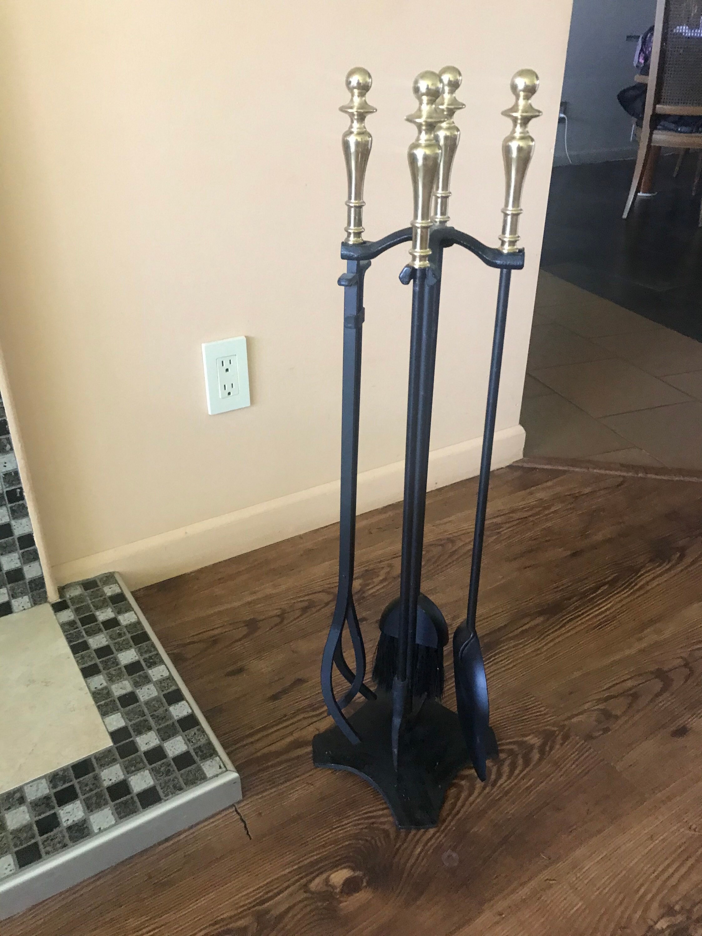 Fireplace set Vintage brass handle shovel broom brush Etsy