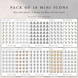 Pack of 10 mini icon sheets. Planner icon stickers journal decoration. Back to school sticker pack, choose ten sticker sheets mini icon pack
